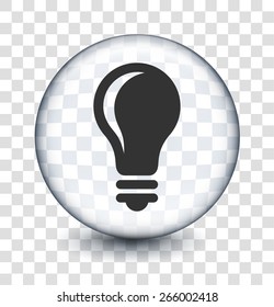 Light Bulb on Transparent Round Button