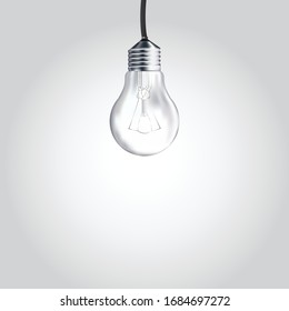 Light bulb on white background. Vector idea concept about saving energy.