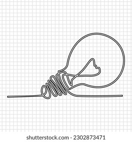 light bulb on a white, Hand drawing single one line 