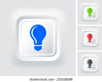 Light bulb on White Square Button