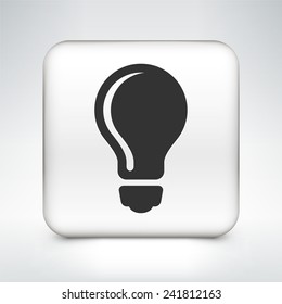 Light bulb on White Square Button