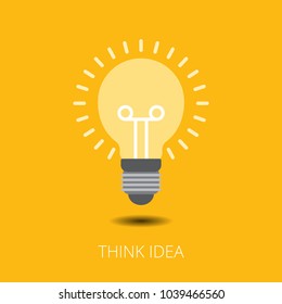 Light Bulb on yellow background. thinking idea concept. vector illustration Flat style design.