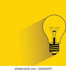 light bulb on yellow background, flat and shadow design