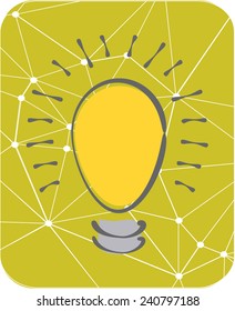 Light bulb on yellow background with triangles