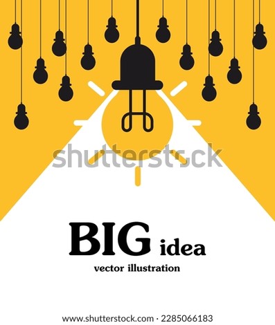 Light bulb on yellow background. Think big motivational creative idea concept. Silhouette lamp. vector illustration for template, banner, poster, and background.