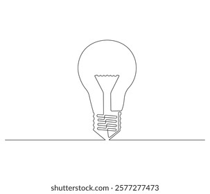 Light bulb in One continuous line drawing. Symbol of idea for business or schedule. Light bulb in simple linear style. Editable stroke. Doodle line illustration