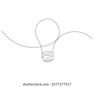 Light bulb in One continuous line drawing. Symbol of idea for business or schedule. Light bulb in simple linear style. Editable stroke. Doodle line illustration