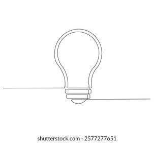 Light bulb in One continuous line drawing. Symbol of idea for business or schedule. Light bulb in simple linear style. Editable stroke. Doodle line illustration