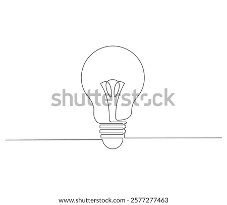 Light bulb in One continuous line drawing. Symbol of idea for business or schedule. Light bulb in simple linear style. Editable stroke. Doodle line illustration