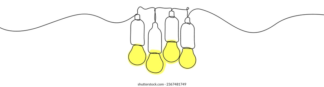 Light bulb one line drawing vector. Light bulb continuous line drawing vector. A set of Lights with a single line drawing. Background contour line idea vector.