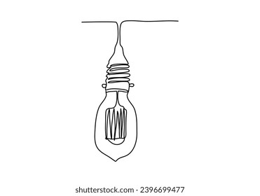 Light bulb one line drawing vector illustration.
