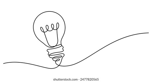 light bulb one line drawing continuous minimalism illustration