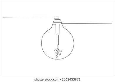 Light Bulb one line drawing of isolated continuous outline idea vector illustration