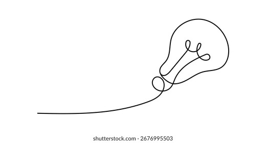 Ilustración de Arte vectorial de contorno de una línea de bombilla aislada sobre fondo blanco