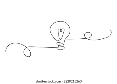Light bulb one line. Single line. Solution concept. Vector illustration. stock image. 