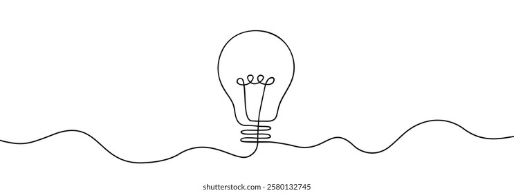 Light bulb one outline line, idea concept, creative of process, continuous line drawing of light bulb, innovations, untangled of problem. Keep it simple business concept, creativity, marketing