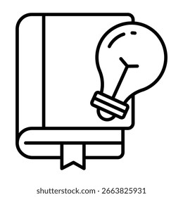Bombilla con el libro abierto, icono de la educación creativa