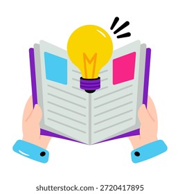 Bombilla con el libro abierto, icono de la educación creativa