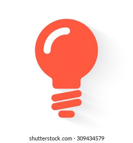 light bulb in orange with drop shadow on white