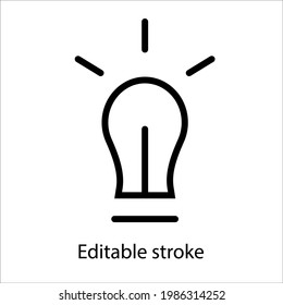 Icono de contorno de la bombilla. Símbolo de contorno lineal personalizable. Trazo editable. Ilustración aislada de las existencias vectoriales