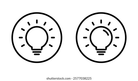 Light bulb outline icon on circle line. Lamp, idea, insight sign symbol