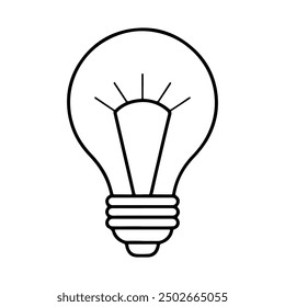 Diseño moderno del Vector del icono del contorno de la bombilla aislado en el fondo blanco