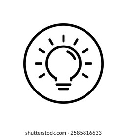 Light bulb outline, lamp insight icon on circle line