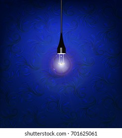 light bulb over blue wall