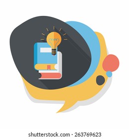 light bulb over books flat icon with long shadow,eps10