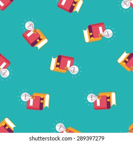 light bulb over books flat icon,eps10 seamless pattern background