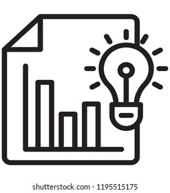 Light bulb over paper sheet embedded bar graph is icon for business idea