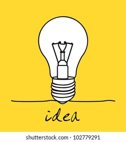 light bulb over yellow background, idea. vector illustration
