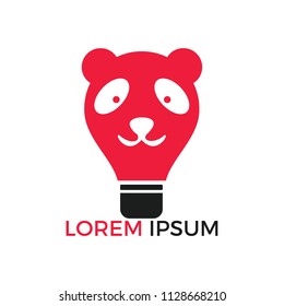 Light bulb panda shape logo design. Creative animal and zoo ideas concept.