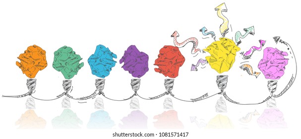 Light bulb Paper Colorful- Great idea concept - Vector  & Illustrations.