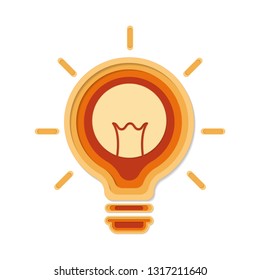  light bulb paper cut icon background. Vector illustration.