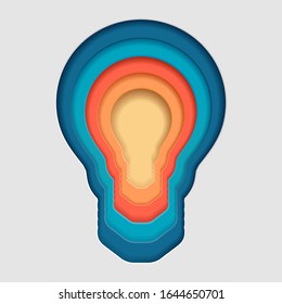 Light bulb paper cut vector illustrations.