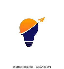 light bulb and paper plane logo concept icon
