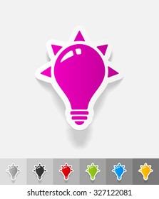light bulb paper sticker with shadow. Vector illustration