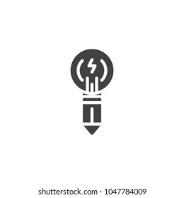 Light bulb pen lightning vector icon. filled flat sign for mobile concept and web design. Creative idea simple solid icon. Symbol, logo illustration. Pixel perfect vector graphics