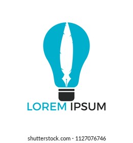 Light Bulb and Pen logo design. Smart Lamp Pen Logo Design. Education logo template.