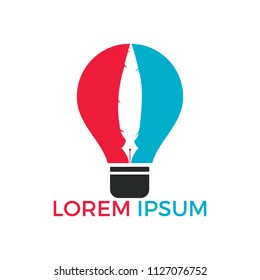 Light Bulb and Pen logo design. Smart Lamp Pen Logo Design. Education logo template.