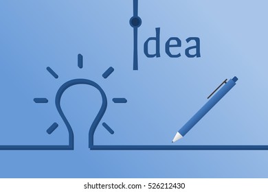 light bulb with pen and the word idea