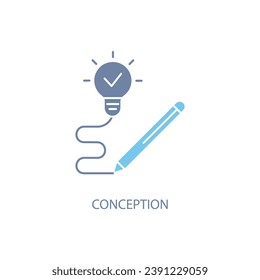 Light bulb and pencil concept line icon. Simple element illustration. Light bulb and pencil search concept outline symbol design.