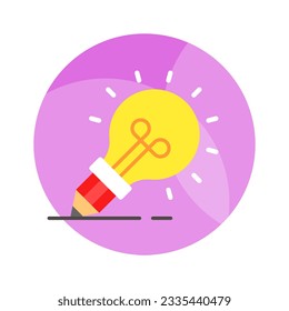 Light bulb with pencil denoting concept icon of creative writing, customizable design