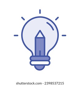 Glühbirne mit Bleistift-Symbol für kreatives Schreiben, anpassbares Design