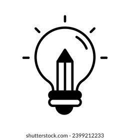 Light bulb with pencil denoting concept icon of creative writing, customizable design