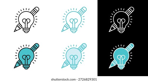 Bombilla con icono de lápiz para la creatividad y las ideas innovadoras en línea y estilo de relleno