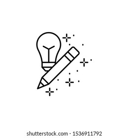 Light bulb pencil icon. Element of copywriting icon