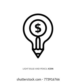 Light bulb and pencil icon with Ideas. Concept ideas for business. Vector illustration.
