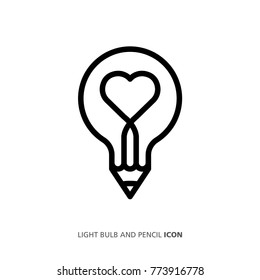 Light bulb and pencil icon with Ideas. Concept ideas for business. Vector illustration.